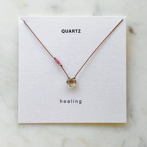 Smokey Quartz with Pink Tourmaline Necklace - Healing