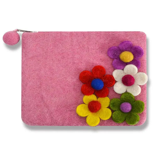 Five Side Flower Coin Purse - Pink