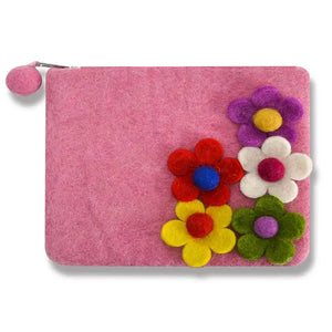 Five Side Flower Coin Purse - Pink