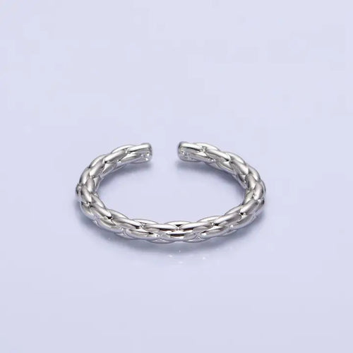 Dainty Rope Adjustable Thin Open Ring  - Silver