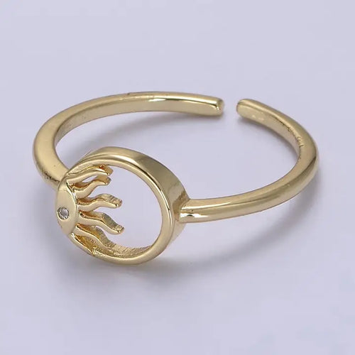 24K Gold Filled Sun with Cubic Zirconia Ring