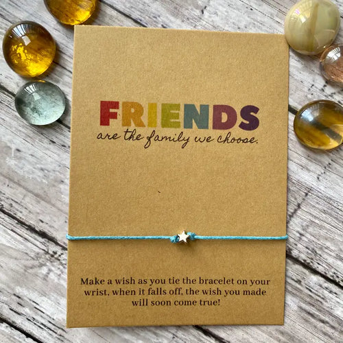 Friends Are The Family We Choose Wish Bracelet - Blue