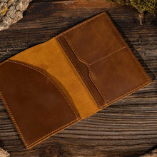 Genuine Leather Passport Holder Case - Brown