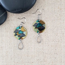 Alcohol Ink Stainless Steel Teardrop Connector Earrings