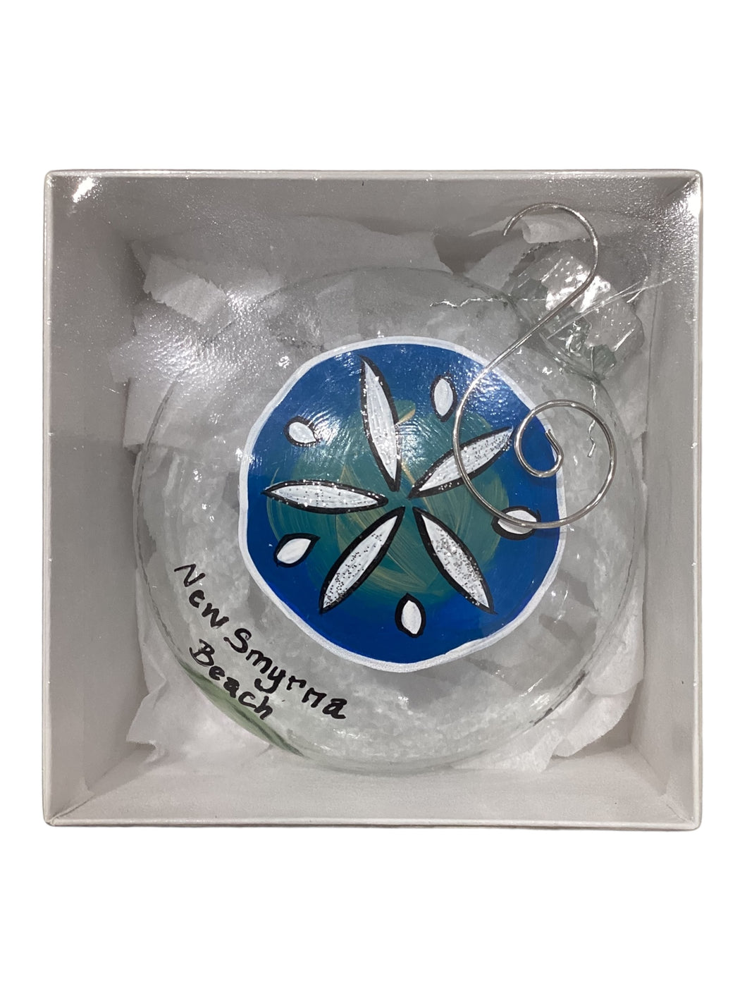 Glass Ornament - Sanddollar - Blue