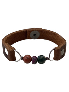 Genuine Leather & Natural Stones Bracelet