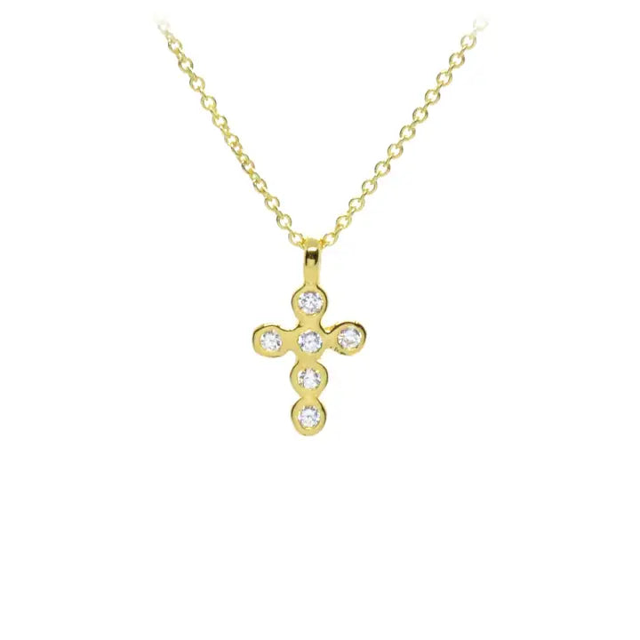 Tiny Classic Cross - Gold Plated Sterling Silver Cable Chain