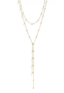 18K Gold PVD Stainless Steel Satellite Layered Lariat Necklace - Gold