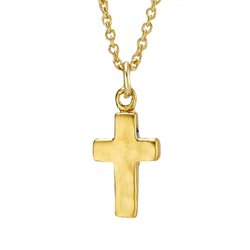 Hammered Cross Necklace - Gold Plated Sterling Silver
