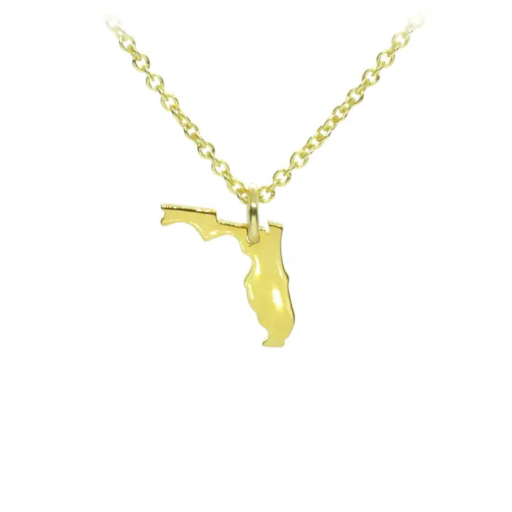 Florida State Map Necklace - Gold-plated Sterling Silver