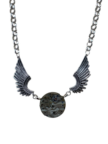 Steampunk Movement Necklace with Harley Wings