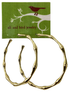 Bamboo Hoop Earrings - Gold