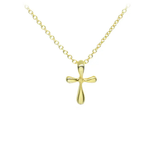Puff Cross Necklace - Gold Plated Sterling Silver