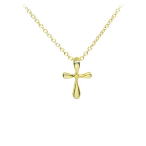 Puff Cross Necklace - Gold Plated Sterling Silver