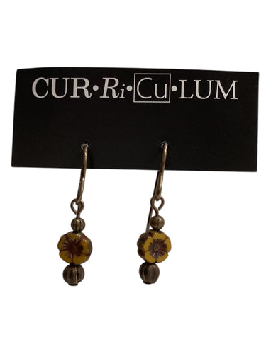 Mini Yellow Flower Czech Glass Earrings