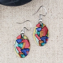 Alcohol Ink Stainless Steel Small Oval Earrings