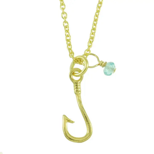 Sunshine & Saltwater Fish Hook Necklace - Gold Plated Sterling