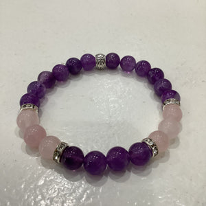 Amethyst/Rose Quartz Bracelet - 8mm