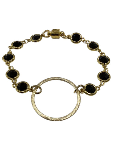 Crystal Bracelet with Circle - Gold/Black