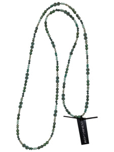 Mixed Aqua with Mini Blue Flower Czech Glass Wrap Necklace - 44"