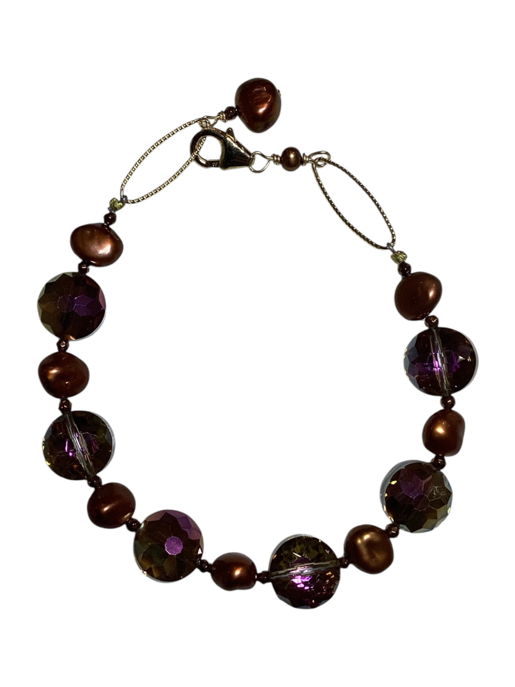 Brown Pearls with Starburst Crystals Bracelet