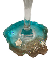 Red Wine Glass with Built-In Coaster - Aqua with Turtles, Starfish