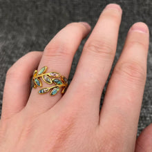 Abalone Shell Leaf Ring - 18k Gold