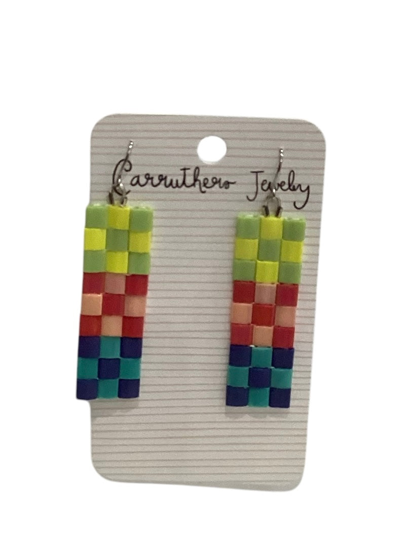 Yellow + Pink + Blue Tile Earrings