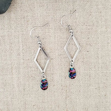 Alcohol Ink Stainless Steel Open Diamond Earrings