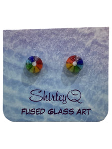 Post Earrings - Rainbow Dot