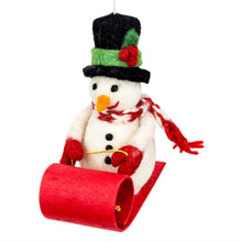 Sledding Snowman Ornament