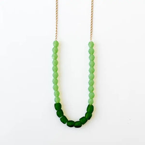 Recycled African Glass and Mixed Bead Necklace - Green