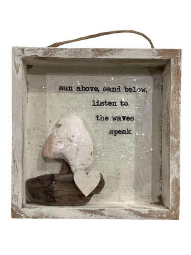 Sailboat Shell Shadow Box - Sun Above, Sand Below, Listen to the Waves Speak