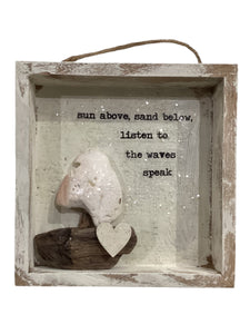 Sailboat Shell Shadow Box - Sun Above, Sand Below, Listen to the Waves Speak
