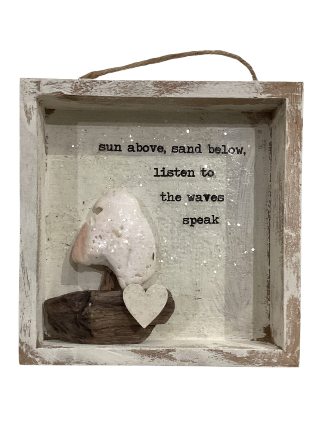 Sailboat Shell Shadow Box - Sun Above, Sand Below, Listen to the Waves Speak