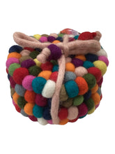 Felt Ball Coasters - Set of 4 - Multicolor