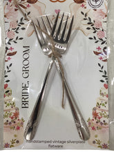 "Bride, Groom" Stamped Forks