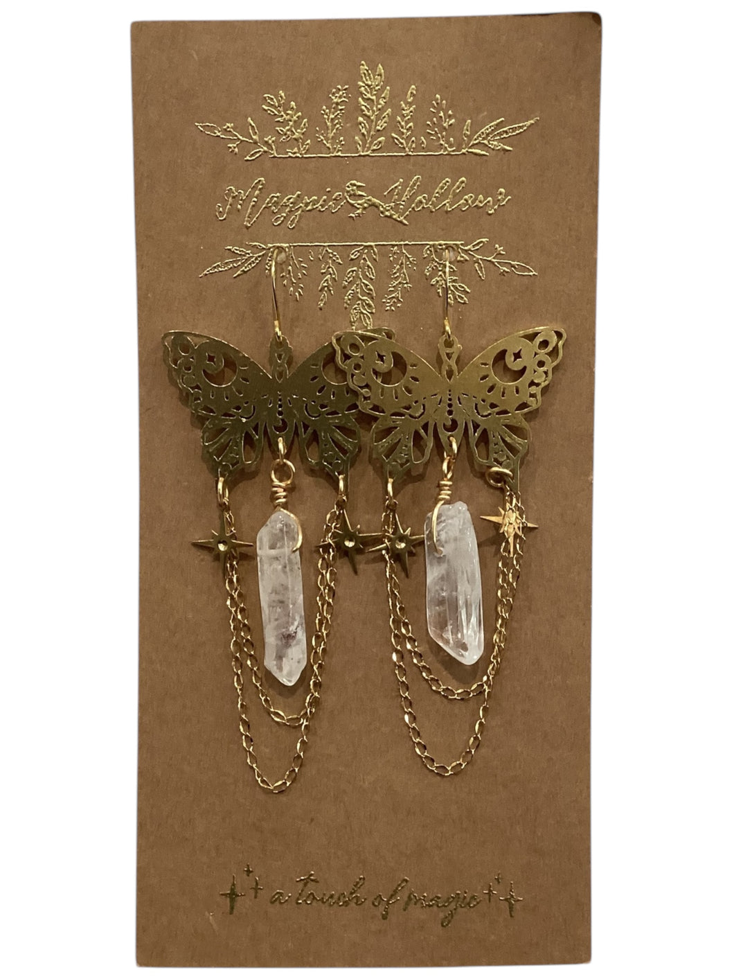 Butterfly & Quartz Earrings