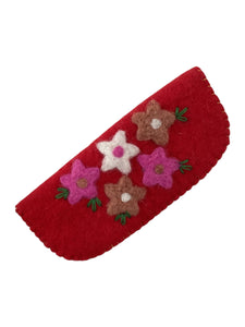 Felt Embroidered Eyeglass Holder - Small - Red