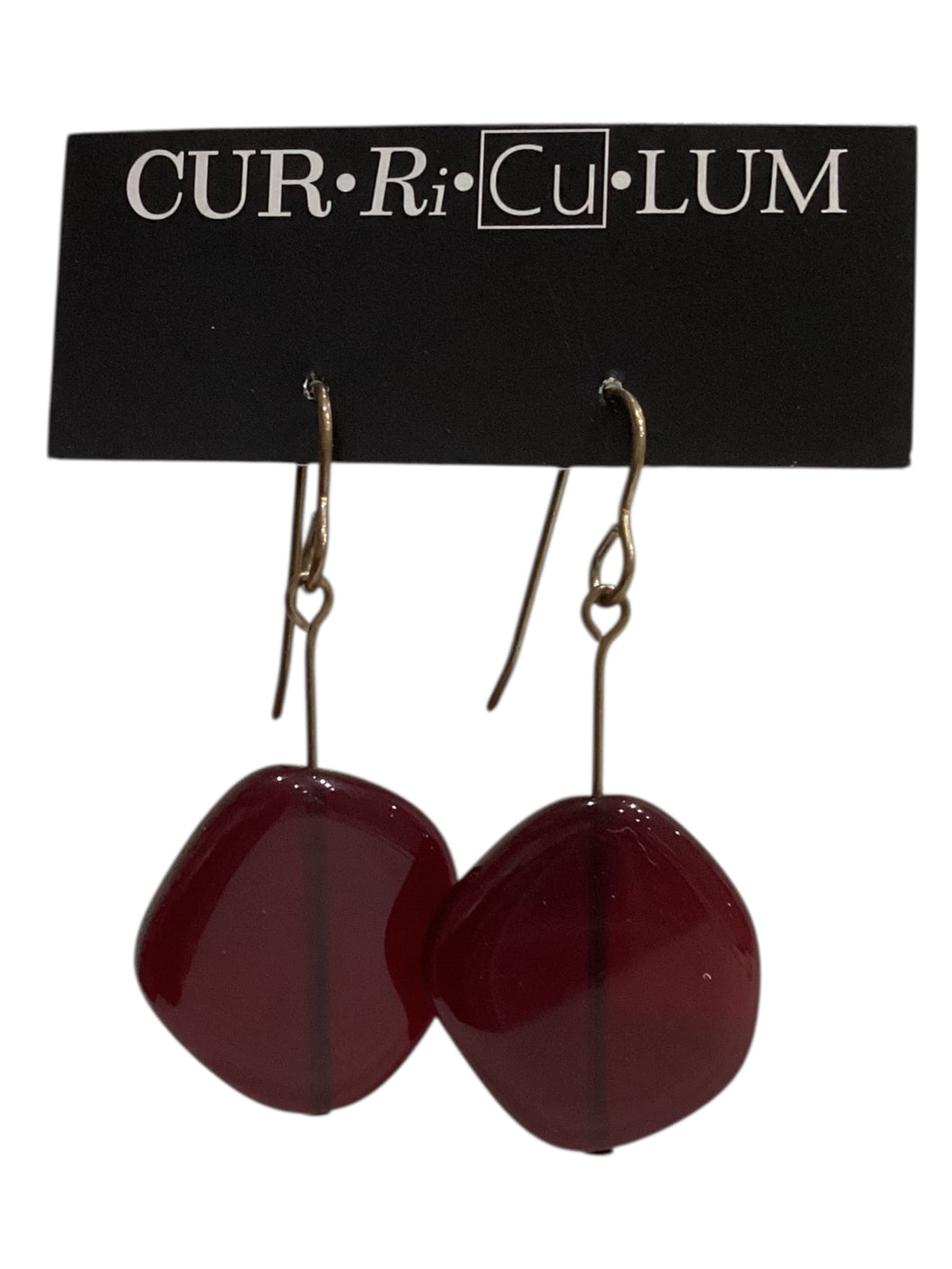 Cranberry Red Disk Czech Glass Earrings on Stem