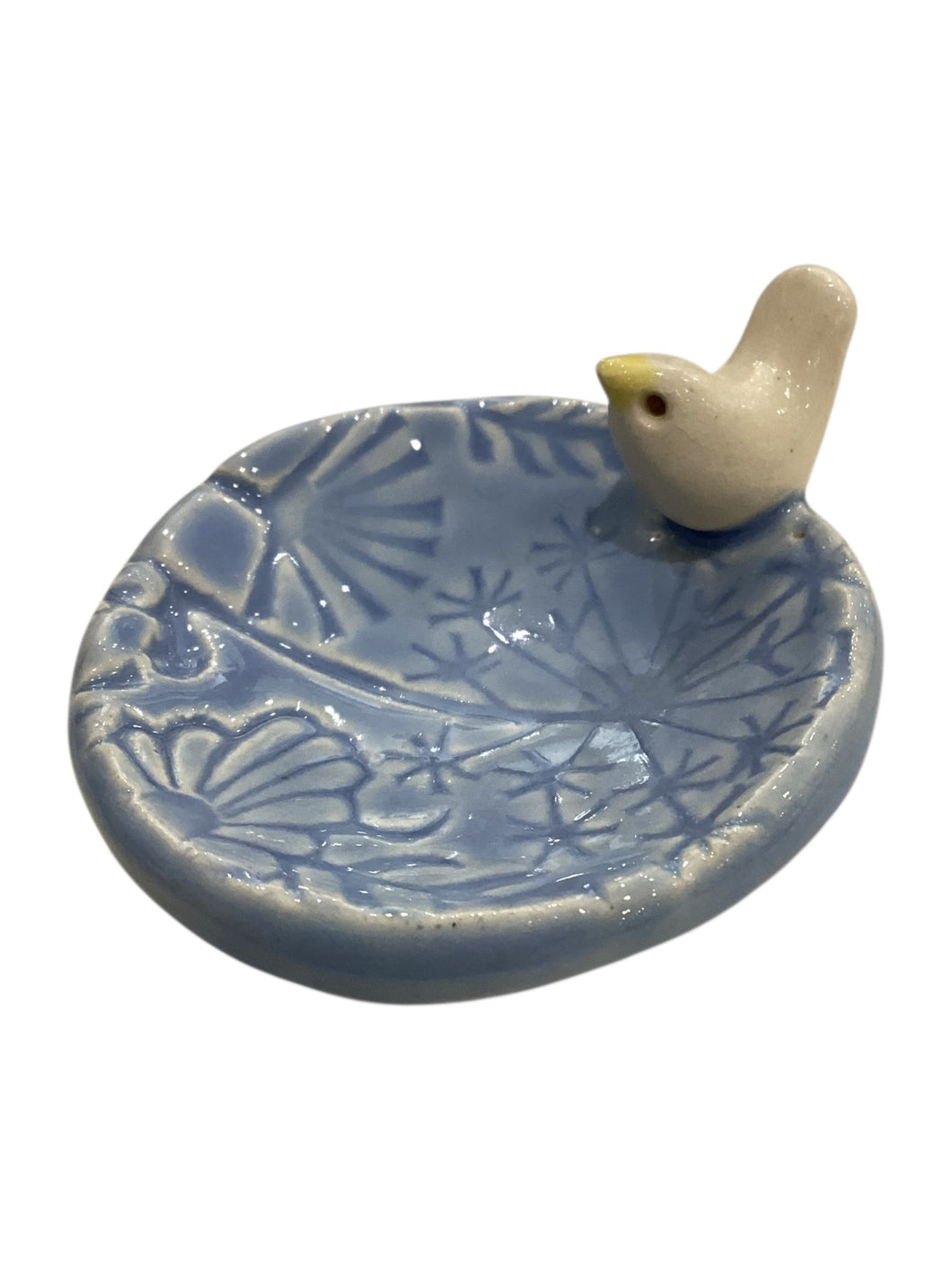 Bird Ring Dish & Jewelry Tray - Botanical - Blue