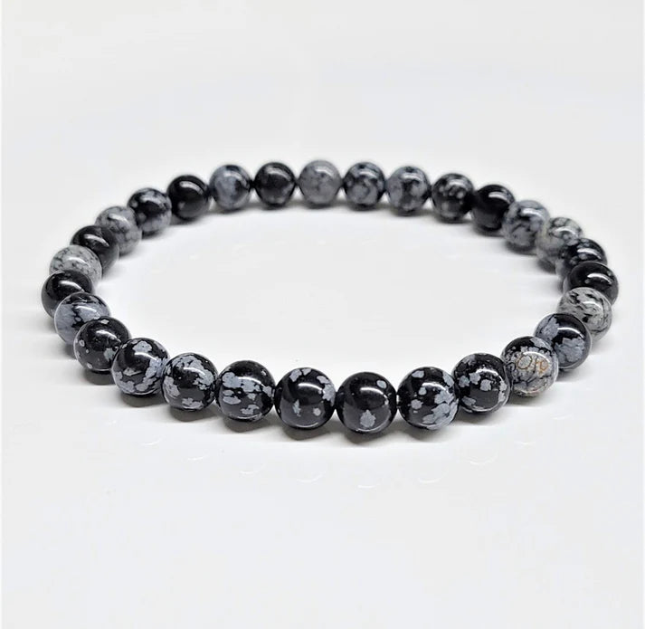 Snowflake Obsidian Bracelet - 6mm