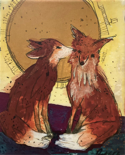 Kissy Face Foxes - Print on Canvas - 8