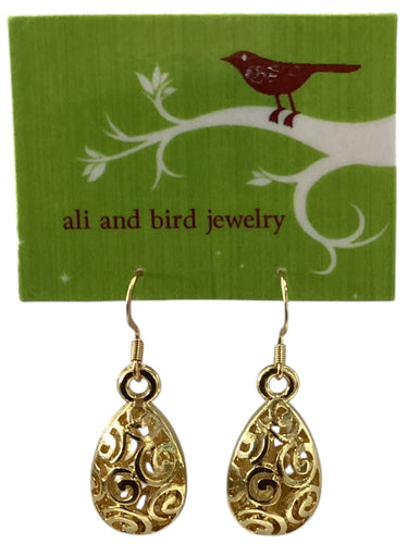 Teardrop Earrings - Gold/Swirl