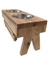 Dog Dish Stand - Large Oak with or without Name Plate