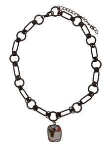 Vintage Necklace - Enamel Tile