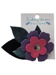 Leather Flower Brooch