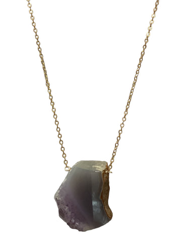 Agate Slice Jewelry - Amethyst/Brass