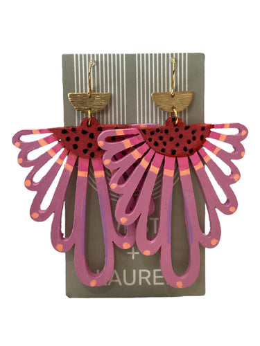Hand Painted Earrings - Purple Keys