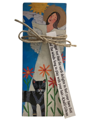 Small Wood Block Angel - Forget not that the earth delights to feel your bare feet and the winds long to play with your hair. – Khalil Gibran
